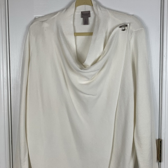 Easywear by Chicos white wrapped sweater size 2/med. snap inside, hooks out. - Picture 2 of 11